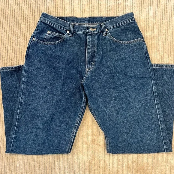 Mens Wrangler Denim Jeans Blue Relaxed Fit Size 34x29 - Picture 2 of 8
